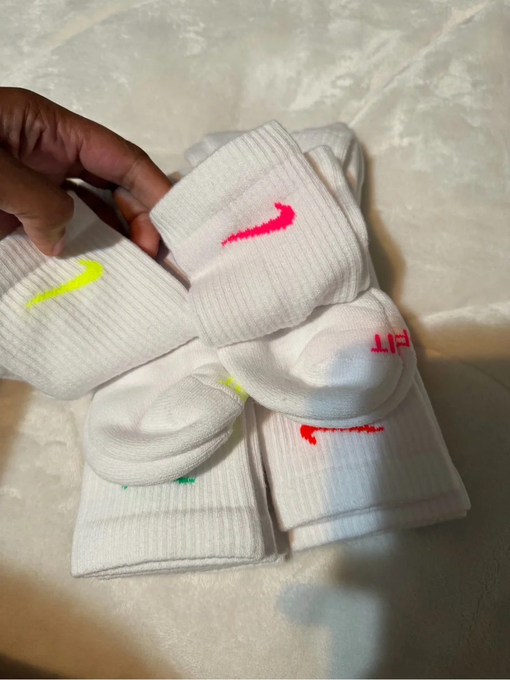 Nike White Athletic Crew Socks with Blue & Orange Accents - 6 Pack